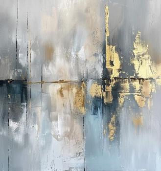 Light blue light brown golden abstract painting